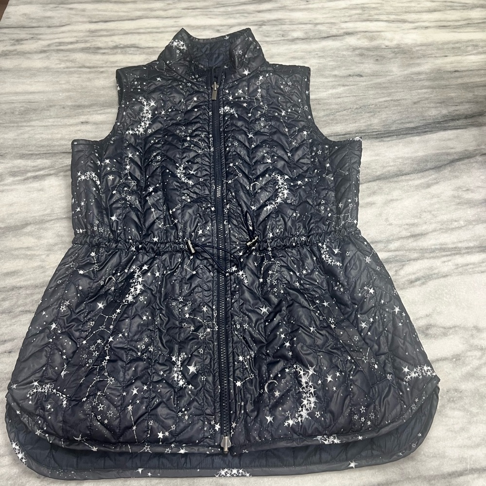 Chico’s womens Blue Zip Front Reversible quilted Vest Moon stars Small - Picture 13 of 15